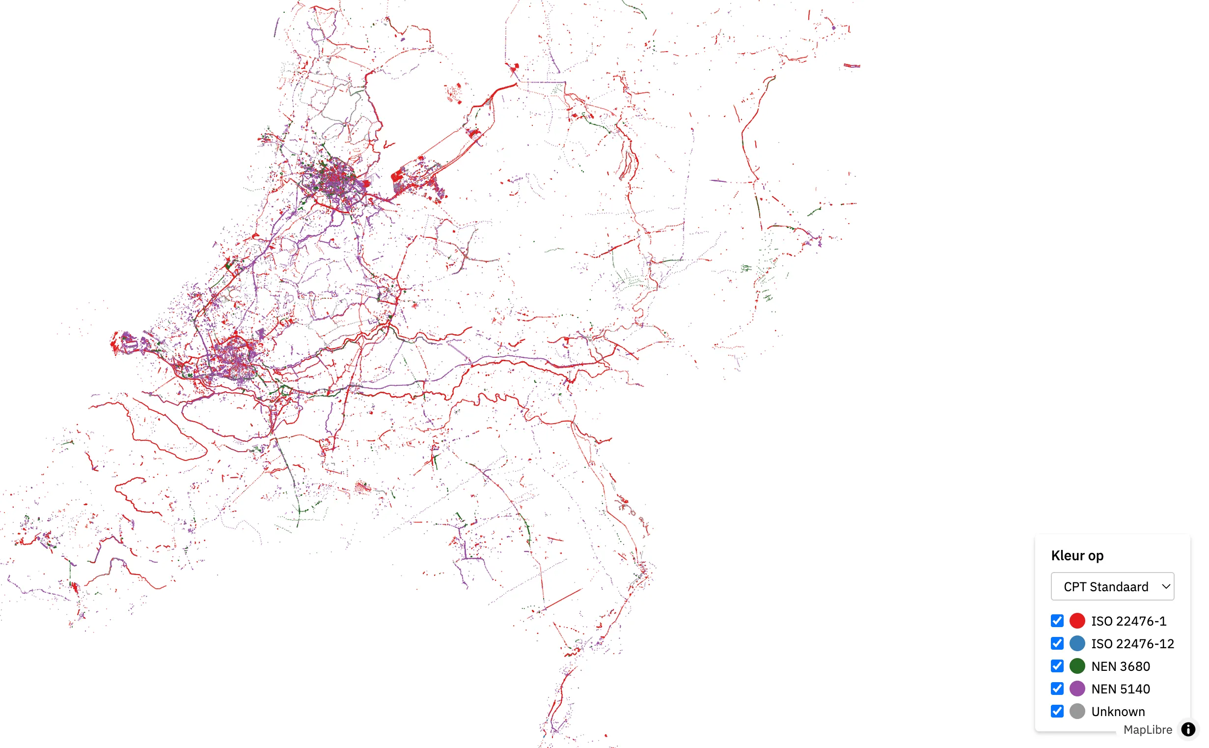 Dutch BRO CPTs - MapLibre GL & PMTiles