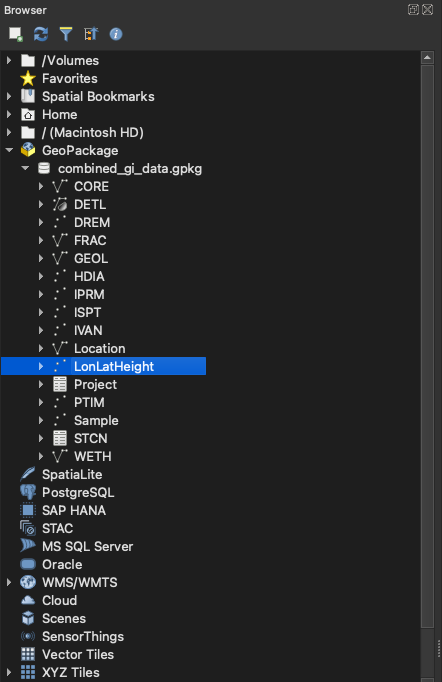 Tables in GeoPackage